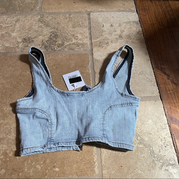 NWT Adika Denim Zip Up Tank Top - Picture 2 of 4